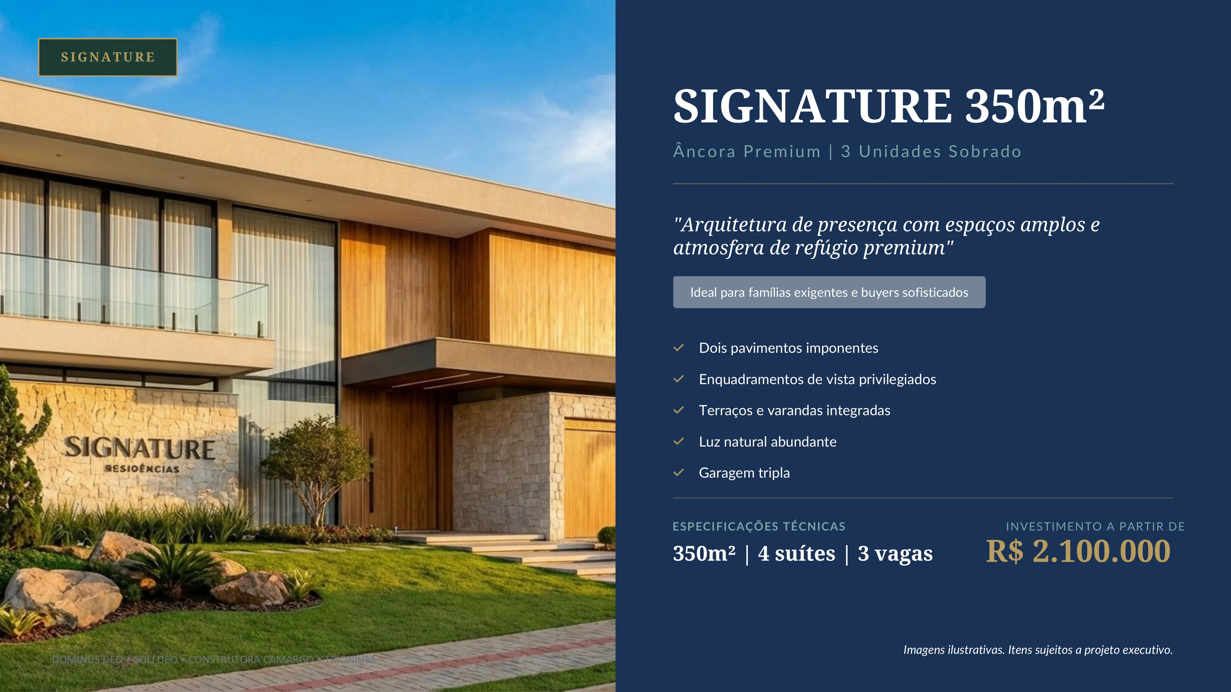 Tipologia Signature · peça topo de linha